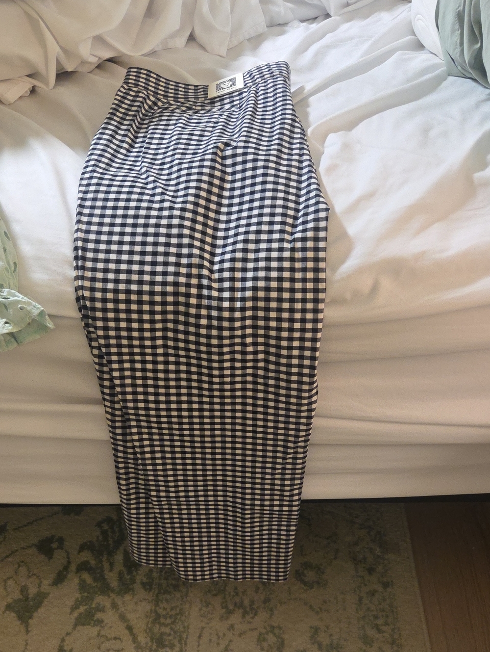 Anne Klein Black And White Gingham Checkered Slip Crop Pants NWT